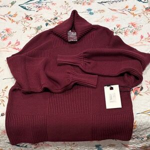 STAUD Women’s Burgundy Turtleneck Pullover Sweater